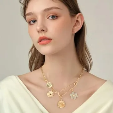 Gold Evil Eye Paperclip Necklace for Women