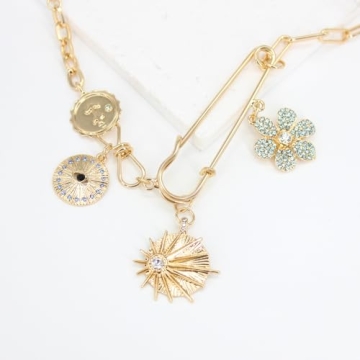 Gold Evil Eye Paperclip Necklace for Women