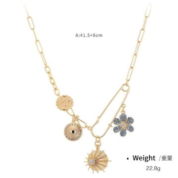 Gold Evil Eye Paperclip Necklace for Women