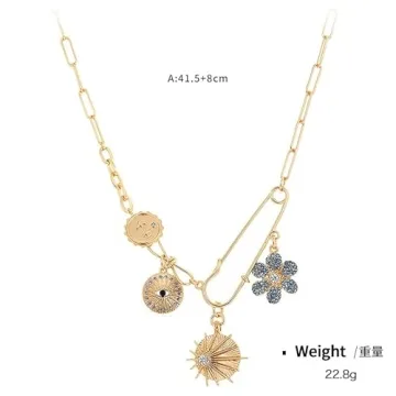 Gold Evil Eye Paperclip Necklace for Women