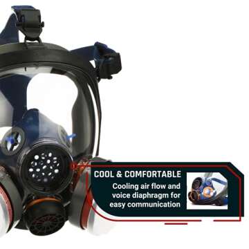 Parcil Distribution Gas Mask Survival Nuclear and Chemical PT-100 Full Face Respirator - Activated Carbon Organic Vapor Particulate Respirator Mask with Filters - CE Tested