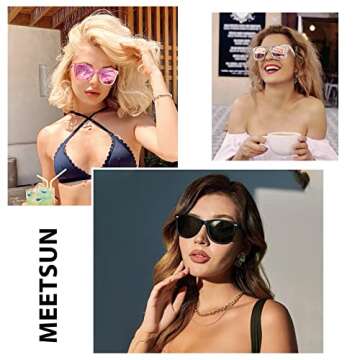 MEETSUN Retro Polarized Sunglasses for Women Men Classic Mirror Lens Driving Sun Glasses 100% UV Pro...