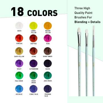 HIMI 18 Color Gouache Paint Set with Brushes