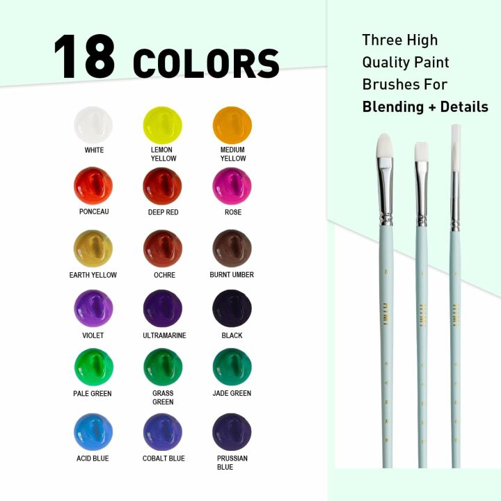 HIMI 18 Color Gouache Paint Set with Brushes