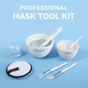 Face Mask Mixing Bowl Set with Silicone Facial Bowls, Brushes, Spatula, Measuring Cup + Scoop, Reusa...