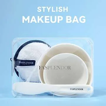 Face Mask Mixing Bowl Set with Silicone Facial Bowls, Brushes, Spatula, Measuring Cup + Scoop, Reusable Makeup Pad, Stylish Makeup Bag, 8 in 1 Esthetician Tool Kit, SPA Quality