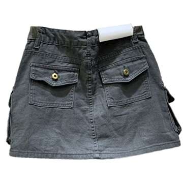 Women’s Y2k Skirt Low Waist Cargo Denim Jean Mini Skirt in Grey for Effortless Style