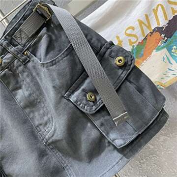 Trendy Women’s Cargo Mini Skirt in Grey - Y2K Style