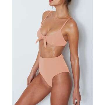 Honlyps High Waisted Bikini Sets for Women Tummy Control 2 Piece Swimsuit Cheeky Coverage Bathing Su...