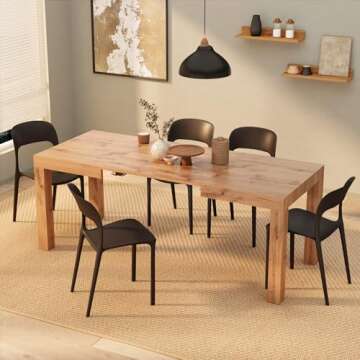 Mobili Fiver, First Extendable Table, 47,2(77,6) x31,5 in, Rustic Oak, for 6-8 People, Expandable Dining Table for Kitchen, Living Room, Italian Furniture