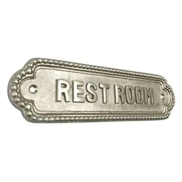 Adonai Hardware Rest Room Door Sign Elegant Satin Nickel
