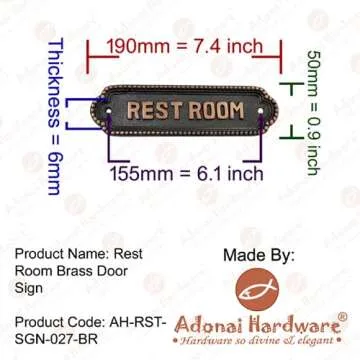 Adonai Hardware Rest Room Door Sign Elegant Satin Nickel