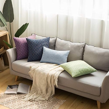 MIULEE Pack of 2 Decorative Burlap Linen Throw Pillow Covers Modern Farmhouse Pillowcase Rustic Woven Textured Cushion Cover for Sofa Couch Bed 18x18 Inch Blue