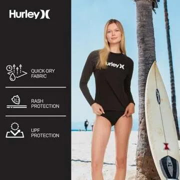 Hurley Rash Guard Women Long Sleeve UPF 50+ Swim Shirt