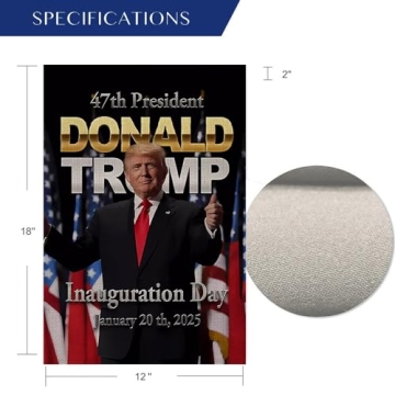 WENWELL Donald Trump 2025 Inauguration Day Garden Flag,47th America President,12 x 18 Inch,Double-Sided Outdoor House Decor