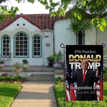 WENWELL Donald Trump 2025 Inauguration Day Garden Flag,47th America President,12 x 18 Inch,Double-Sided Outdoor House Decor
