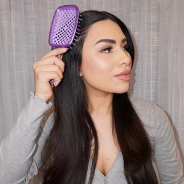 FHI Heat UNbrush Detangling Brush for Pain-Free Brushing on All Wet or Dry Hair Types — Durable DuoFlex Anti-Static Bristles, Lightweight Handle, Vented Hair Brush, Amethyst Lavender