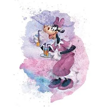 HerZii Mickey Mouse Watercolor Prints - Unframed Set Of 8 (8 Inches X 10 Inches) Mickey Mouse Wall Art Decor - Minnie Mouse Room Decor - Donald Ducks Daisy Duck Goofy Pluto Decor Poster