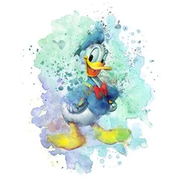 HerZii Mickey Mouse Watercolor Prints - Unframed Set Of 8 (8 Inches X 10 Inches) Mickey Mouse Wall Art Decor - Minnie Mouse Room Decor - Donald Ducks Daisy Duck Goofy Pluto Decor Poster