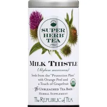 The Republic of Tea — Organic Milk Thistle SuperHerb Tea Tin, 36 Herbal Tea Bags, Naturally Caffeine-Free