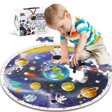 Solar System Wooden Puzzle for Kids Ages 4-8