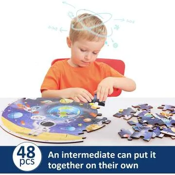 Solar System Wooden Puzzle for Kids Ages 4-8