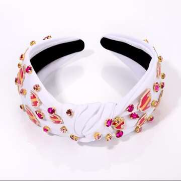 Boderier Derby Headbands for Women - Jeweled Crystal Embellished Knotted Headband