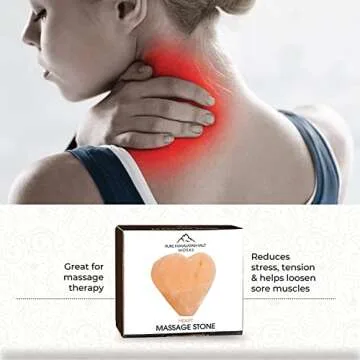 Pure Himalayan Salt Works Heart Massage Stone, Pink Crystal Hand-Carved Stone for Massage Therapy, Deodorant and Salt and Sugar Scrubs, 2.75” W x 3” H x 1.5” D