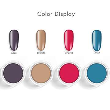 Gershion Dip Powder Nail Starter Kit 1.06 oz 4 Colors Nail Dipping Powder System Kit Acrylic Dipping System for French Nail Manicure Nail Art Set Essential Kit (P-03)