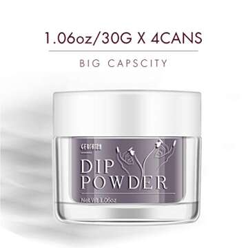 Gershion Dip Powder Nail Starter Kit 1.06 oz 4 Colors Nail Dipping Powder System Kit Acrylic Dipping System for French Nail Manicure Nail Art Set Essential Kit (P-03)