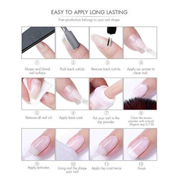 Gershion Dip Powder Nail Starter Kit 1.06 oz 4 Colors Nail Dipping Powder System Kit Acrylic Dipping System for French Nail Manicure Nail Art Set Essential Kit (P-03)