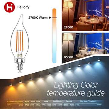 Helloify 60W Equivalent Dimmable 5.5W BA11(CF35) Vintage LED Edison Filament Candles Light Bulbs, 50...