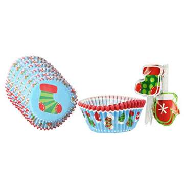 Christmas Holiday Cupcake Kits - 192 pcs of Baking Cups & Picks