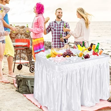 KOTEK Folding Ice Cooler Table with Elegant Skirt and Drain Hose