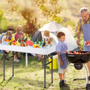KOTEK Folding Ice Cooler Table with Elegant Skirt and Drain Hose