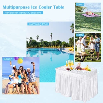 KOTEK Folding Ice Cooler Table with Elegant Skirt and Drain Hose