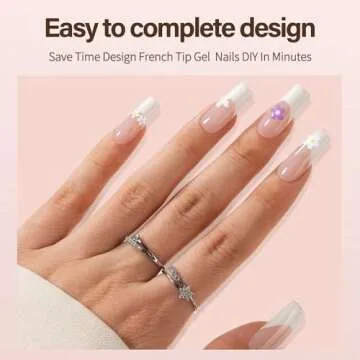 Vansiho French Gel Nail Tips, 150Pcs Long Square Gel Nail Tips, French Tips Press on Nails, French Square No Need to File 3 in 1 Pre-French Gel Tips, Fake Nails for Nail Art DIY 15 Sizes