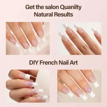 Vansiho French Gel Nail Tips, 150Pcs Long Square Gel Nail Tips, French Tips Press on Nails, French Square No Need to File 3 in 1 Pre-French Gel Tips, Fake Nails for Nail Art DIY 15 Sizes