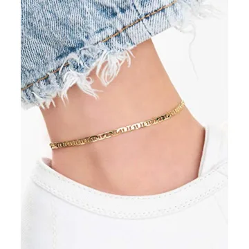 Barzel 18K Gold Plated Flat Marina Link Anklet for Women