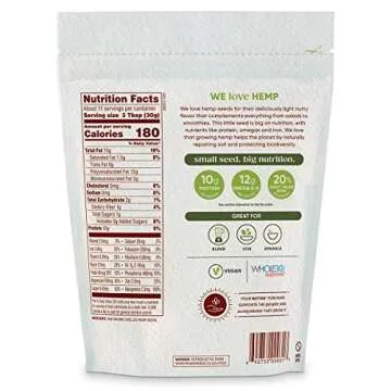 Nutiva Organic Raw Shelled Hemp Seed, 12 Oz, USDA Organic, Non-GMO, Non-BPA, Whole 30 Approved, Vegan, Gluten-Free & Keto, 10g Protein and 12g Omegas per Serving for Salads, Smoothies & More