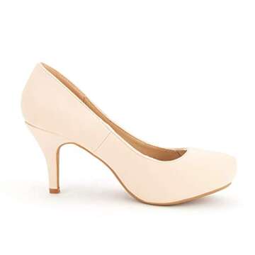 DREAM PAIRS Tiffany Women's New Classic Elegant Versatile Low Stiletto Heel Dress Platform Pumps Shoes,Size 7.5,Nude/Nubuck,TIFFANNY