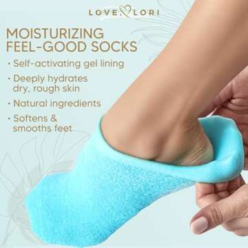 LOVE, LORI Moisturizing Socks - Premium Gel Silicone Aloe Foot Spa Socks (Sizes 9-11) Infused with V...