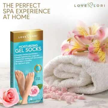 LOVE, LORI Moisturizing Socks - Premium Gel Silicone Aloe Foot Spa Socks (Sizes 9-11) Infused with Vitamin E & JoJoba Oil - Self Care Gifts for Women