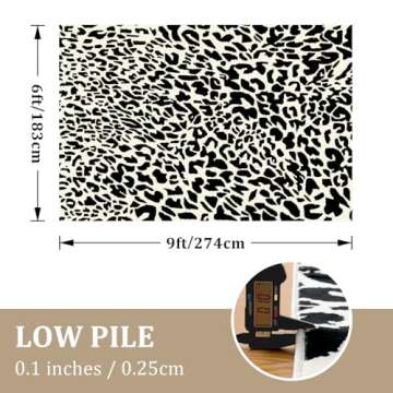 YIHOUSE Leopard Rug for Living Room, Black and White Cute Cheetah Print Rug Modern Washable Faux Zeb...