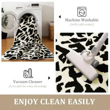 YIHOUSE Leopard Rug for Living Room, Black and White Cute Cheetah Print Rug Modern Washable Faux Zebra Rug Animal Printed Rug for Bedroom, Girls Boys Dorm Room Nursery Room, Playroom, 6x9 Area Rug