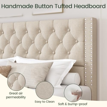 LARMACE King Size Platform Bed Frame with Storage Drawers