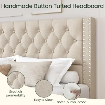 LARMACE King Size Platform Bed Frame with Storage Drawers