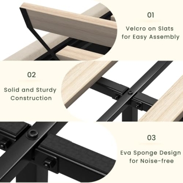 LARMACE King Size Platform Bed Frame with Storage Drawers