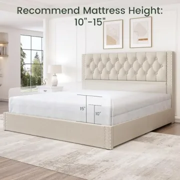 LARMACE King Size Platform Bed Frame with Storage Drawers