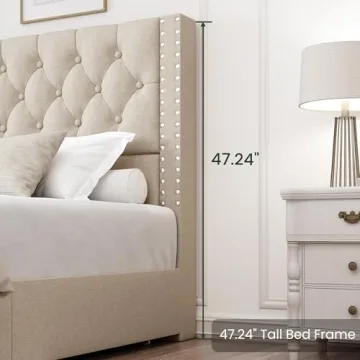 LARMACE King Size Platform Bed Frame with Storage Drawers